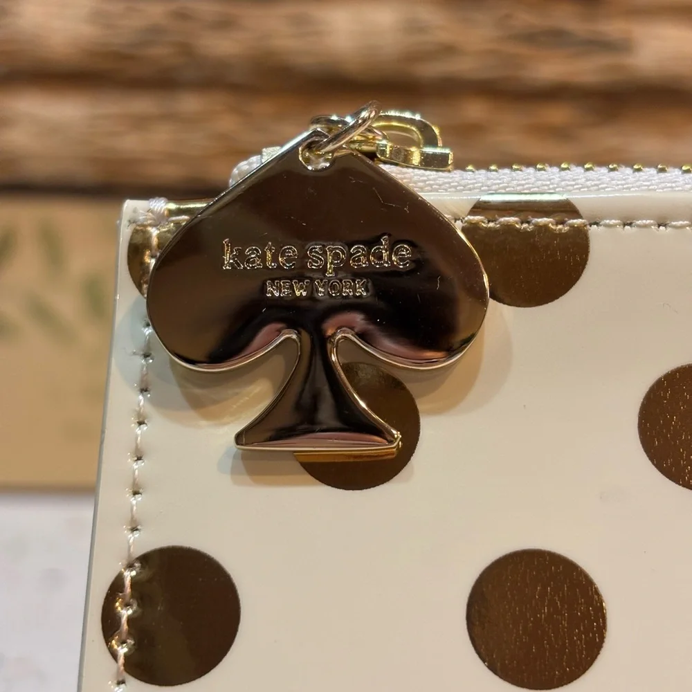 kate spade Gold Polka Dot Zip Pouch Bag‎